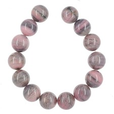 14PC Natural Rhodonite Round Beads 14mm 7.8" 85503