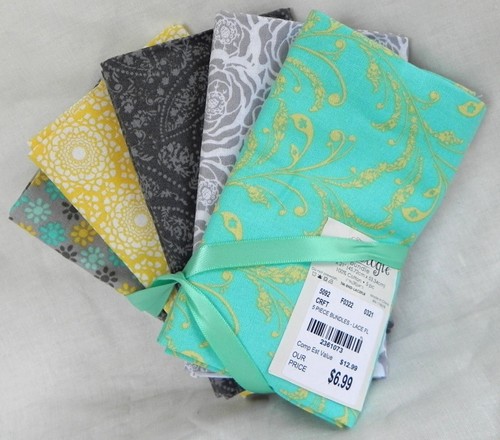 2 Fat Quarter Bundles by Fabric Creations, Florals, Turq Gray #4, 10 Pcs 18"x21" - Picture 4 of 4