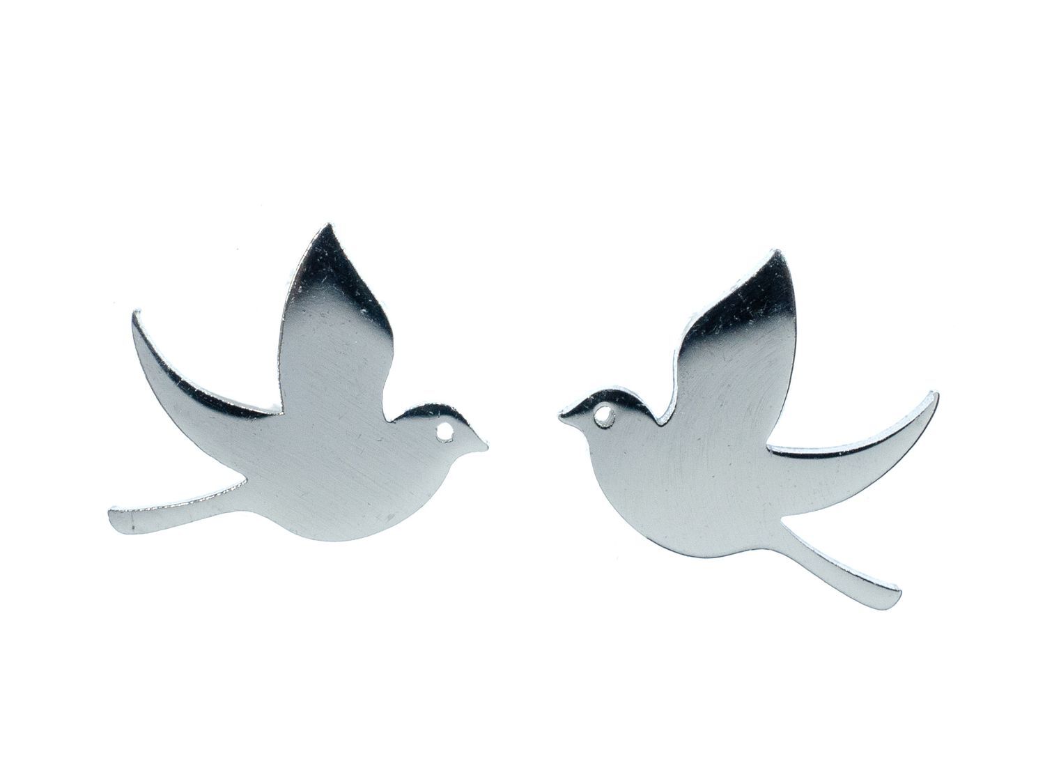 Silver Dove Peace Bird Stud Earrings by Miniblings  -image