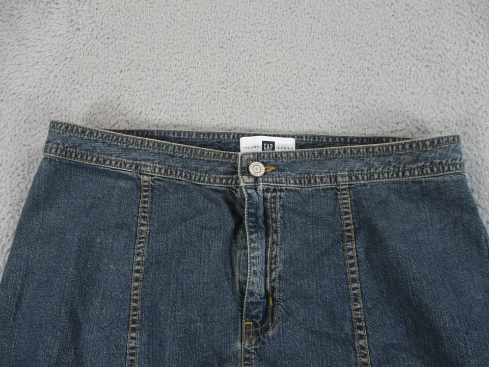 GAP Skirt Denim Womens 12 Blue Jean Dark A Line Knee Length Split Cotton Classic - Image 3 of 4