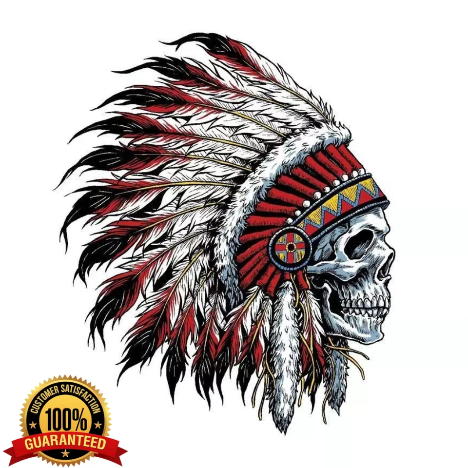 INDIAN CHIEF CALAVERA LOGO VINILO 3M HECHO EN EE. UU. CALCOMANÍA PEGATINA CAMIÓN VENTANA PARACHOQUES PARED Foto 2 de 4
