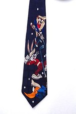 Vtg 1996 Collectible LOONEY TUNES GOLF TIE Navy-Blue Bugs Bunny Taz Daffy Duck