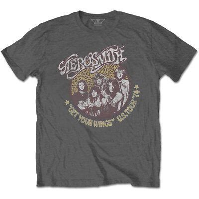 Aerosmith T-Shirt Cheetah Band Neu Grau Official