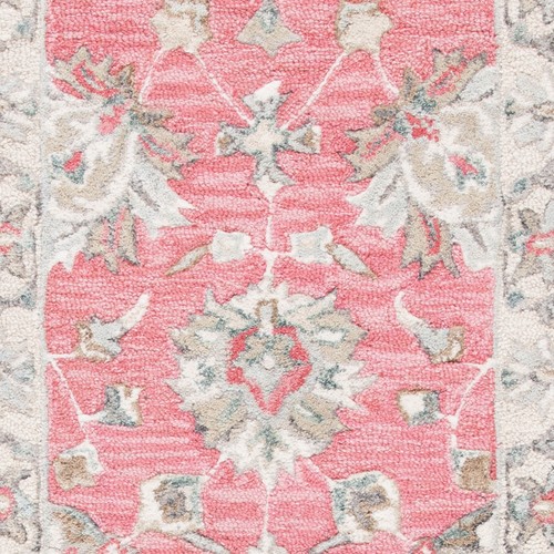 SAFAVIEH Glamour Pierce Bordered Wool Runner Rug, Pink/Beige, 2'3" x 8' - Picture 4 of 5