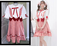 DearMyLove Layered Frill Dress with Jumper OP Gingham Red Kawaii Jirai Kei Japan
