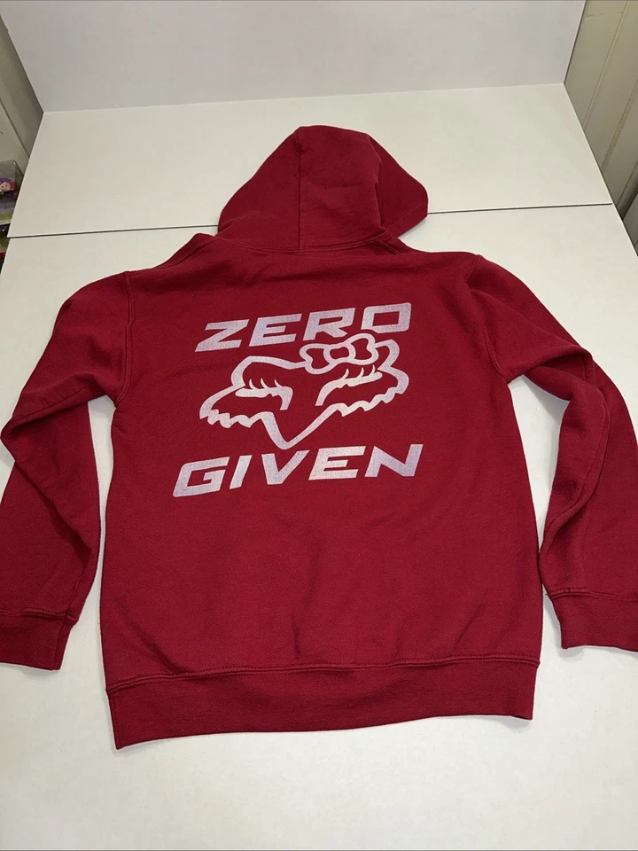 Женская красная толстовка с капюшоном Fox Racing карман без лисиц с обратной стороны графические фотографии для размера - Изображение 3 из 4