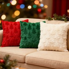 3-Pack Christmas Tree Pillow Covers 18x18 Inch - Xmas Throw Pillow Cover Deco...