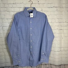 NEW Polo Ralph Lauren Regent Custom Fit Blue Glen Plaid Dress Shirt 16 34/35