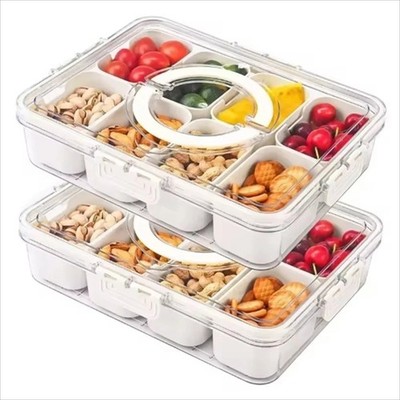 4/8 Gitter Snack Box Behälter Tragbar Wurstwaren Tablett Lebensmittel Organizer