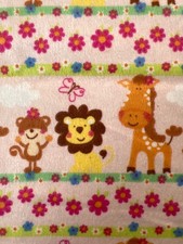 Fabric OOP Baby Jungle Safari Animal Stripe Flowers Cotton Flannel 26 L x 42 W