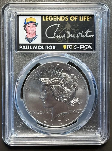 2024 Peace Dollar PCGS MS70 First Strike Rare Paul Molitor Signature / Silver
