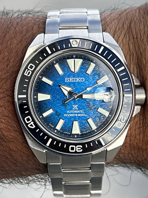 Seiko Prospex King Samurai SRPE33 Manta Ray Blue Dial Full Set + OEM Blue Strap