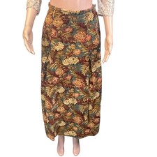 Herman Geist Vintage Floral Corduroy Skirt Sz S Autumn Brown Gold Maxi Midi