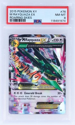 2015 Pokemon XY Roaring Skies M Rayquaza EX #76 PSA 8 NM-MT