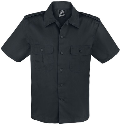 Brandit Kurzarmhemd Herren US Hemd 1/2 Arm schwarz Basics