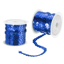 2Pcs 5 Yards x 0.24 Inch Flat Sequin Strip Spangle Sequins Trim Dark Blue