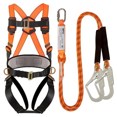 Safety Harness Fall Protection Kit - Full-Body for Roof Work - Shock-Absorbing