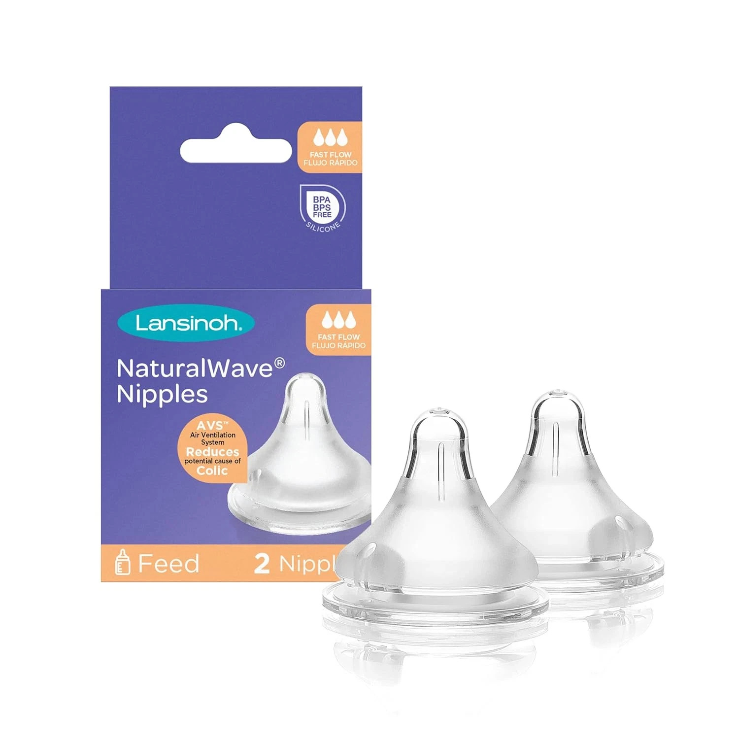 🔥Lansinoh Naturalwave Baby Bottle Nipples, Fast Flow, Ant