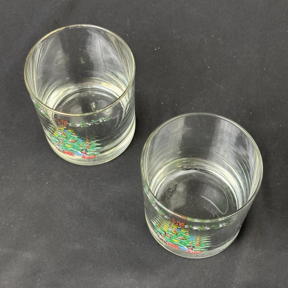 Juego de 2 Vintage Holiday 8 Oz. Gafas dobles antiguas de Montgomery Ward Foto 4 de 4