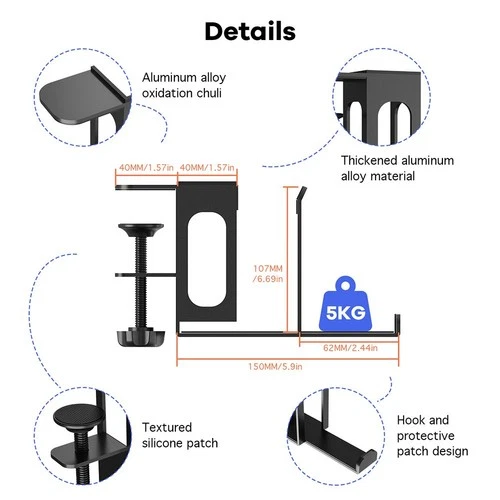 2Slot Laptop Storage Solution with Headphone Holder for Desk Efficiency