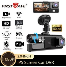 1080P WiFi 3-Channel Car DVR Dash Cam Front Inside Rear Camera Night Vision