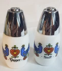 Vintage GEMCO Milk Glass Blue Bird Corning Wear Salt & Pepper Shakers