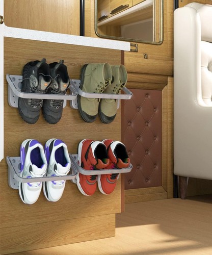 Wall Hanging Shoes Rack, Door Mounted Plastic Shoe Organizer, RV Camper 4 Pack