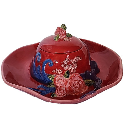 Certified International Red Hat Society Chip & Dip Bowl 15in Serving Set