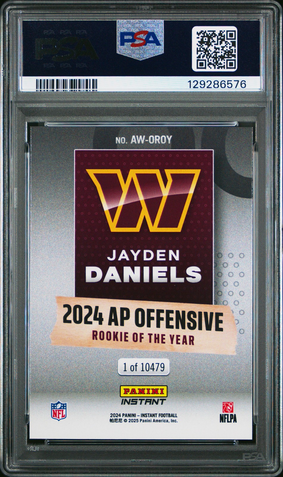 2024 PANINI INSTANT NFL AWARD WINNERS #OROY JAYDEN DANIELS ROOKIE RC PSA 10 view 2