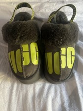 UGG Funkette Women s Platform Suede Shearling Lined Logo Slippers US 10
