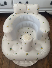 Inflatable Baby Support Seat Chair White Yellow Green Lemon Print Infant