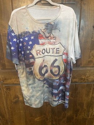 Route 66 American Flag Men s T-Shirt XXXL