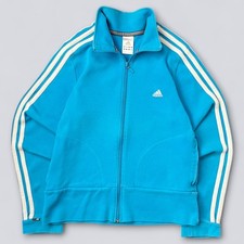 Vintage Adidas Turquoise Track Jacket 3 Stripes Zip Up Y2K Sport Core UK16 L