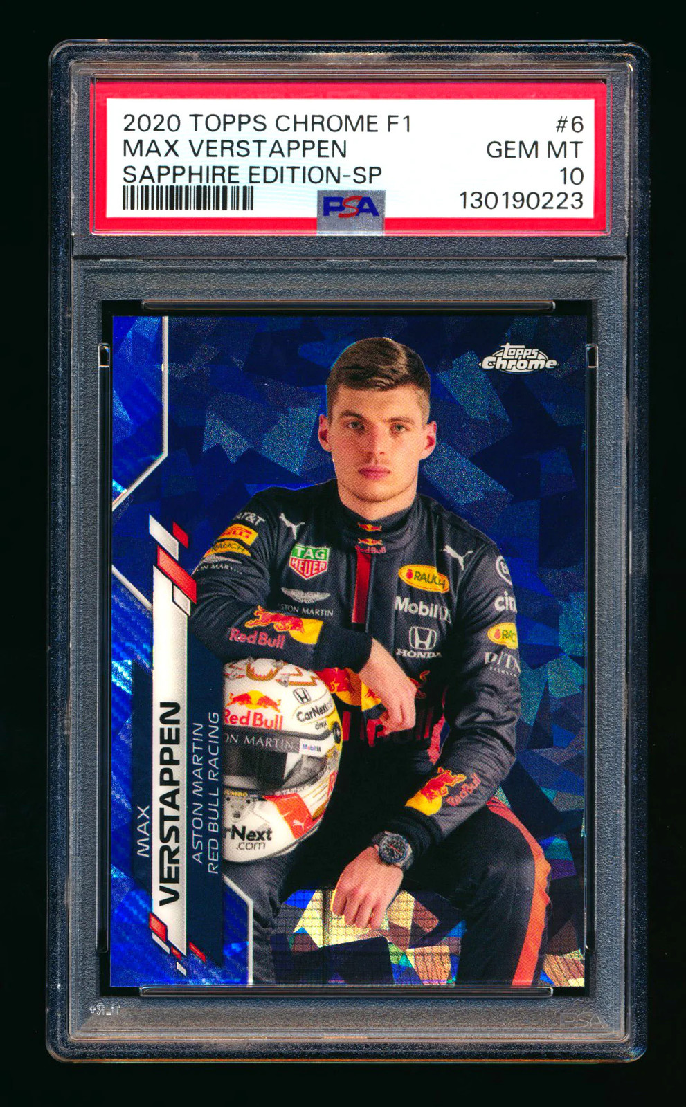 2020 Topps Chrome Sapphire F1 #6 Max Verstappen RC Image Variation SP PSA 10