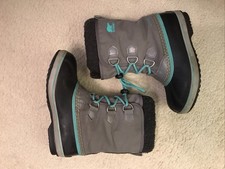 Youth Sorel Very Warm Grey Felt Insulated/Waterproof Winter Rubber Boots Sz 3