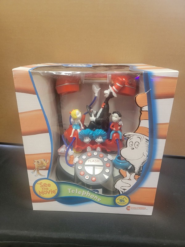Dr. Seuss CAT IN THE HAT Movie Telephone 3-D Phone Statue 2003 Vintage NEW