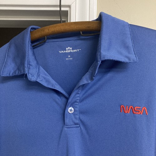 Polo NASA Space Agency Worm Logo Ricamato Blu 2XL Vansport - Foto 2 di 4