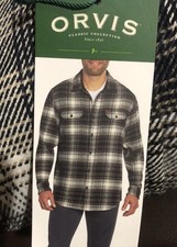 Orvis Men  s Long Sleeve Flannel Shirt Heavy Weight XL Gray/ Black / Blue Plaid