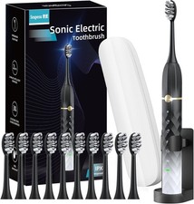 Electric Toothbrush Set, Equipped with 10 Brush Heads and Travel case, IPX8 Wate
