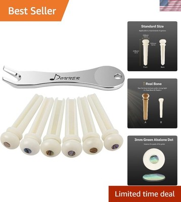 6PCS Donner Bone Bridge Pins with 3mm Abalone Dot - Enhance Your Guitar Sound