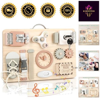 Portable Montessori Busy Board with Music Box - Travel-Friendly Toddler Toy