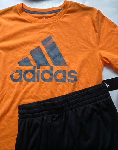 Adidas Boys 2 piece Athletic Set Shorts T-shirt Size 3T 4 5 6 White Red Navy - Picture 13 of 17