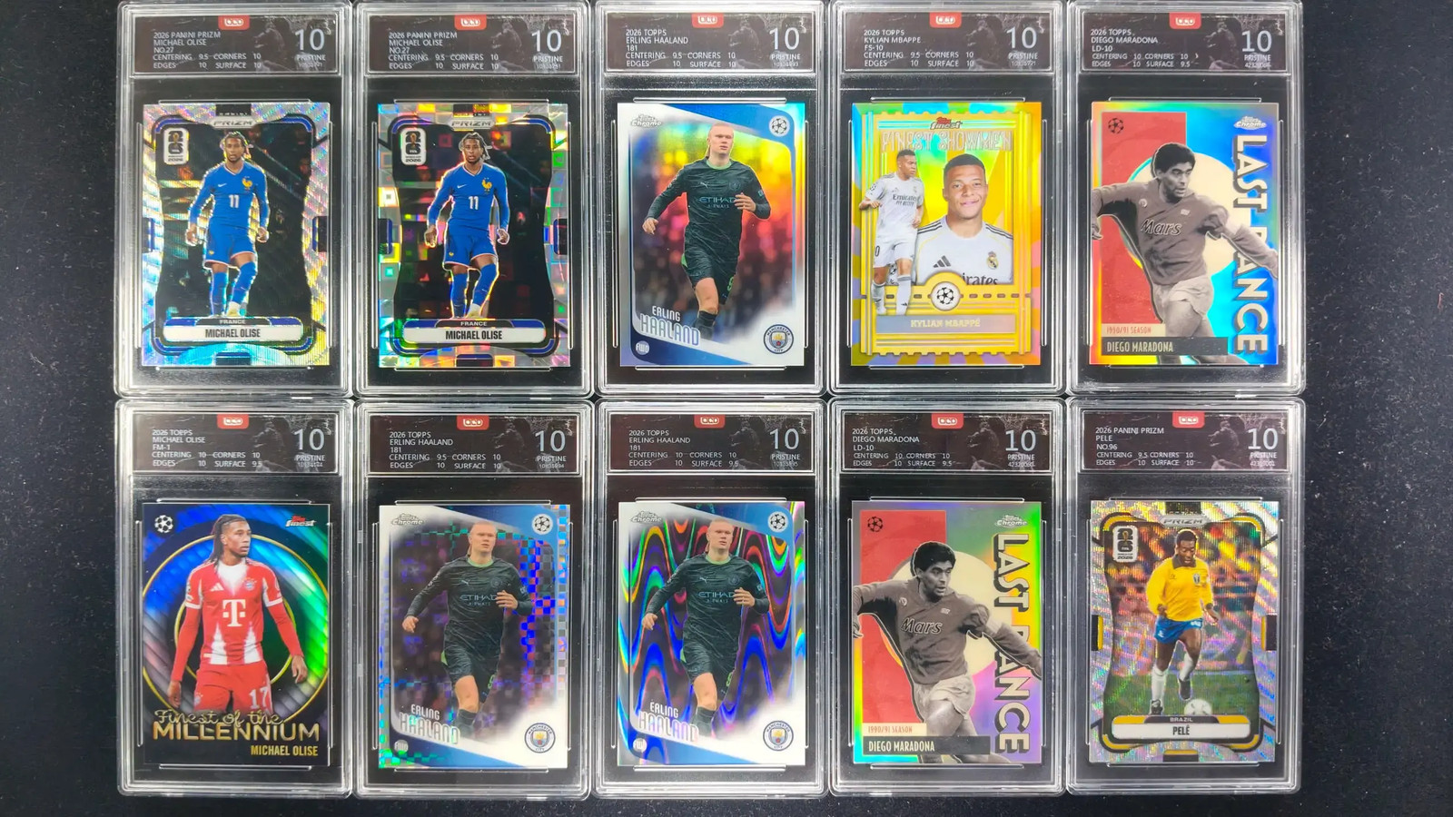 10xOCD 10 Olise Haaland Mbappe Maradona Pele Refractor Graded Soccer Lot LN05 view 1