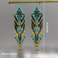 Tribal Earrings Native Large Boho American Seed Beads Handmade Earring