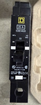 Square D Schneider Electric EDB14020 Single Pole 20 Amp Breaker 277 Volt *NIB*