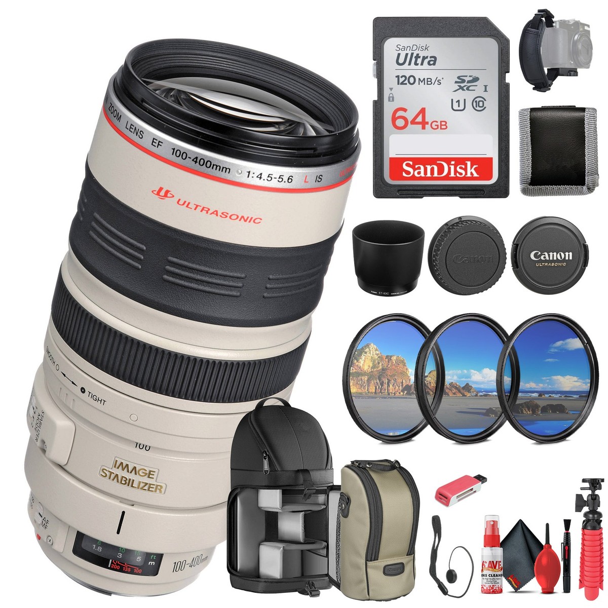 Canon EF 100-400mm f/4.5-5.6L IS USM Lens (2577A002) + 64GB Canon EF 100-400mm f/4.5-5.6L IS USM Lens (2577A002) + 64GB