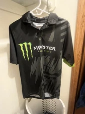 Monster Energy Drink Graphic Shirt Polo Short Sleeve Black And Green