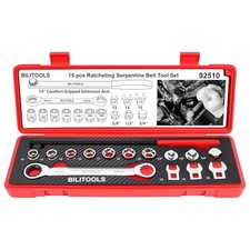 15-Piece Universal Serpentine Belt Tool Set, Ratcheting 19 mm & 22 mm