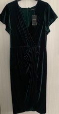 RALPH LAUREN Stretch Velvet Midi Dress NWT Sz 12 Dk Green GORGEOUS and ON SALE!
