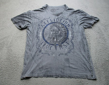 Affliction Shirt Mens 3XL Gray ACMC Live Fast Skull Headdress Biker Graphic Tee